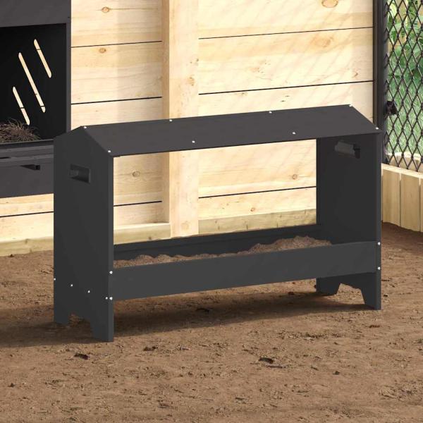 ARDEBO.de - Hühnerfütterungsrinne Schwarz 81 x 32 x 53,5 cm