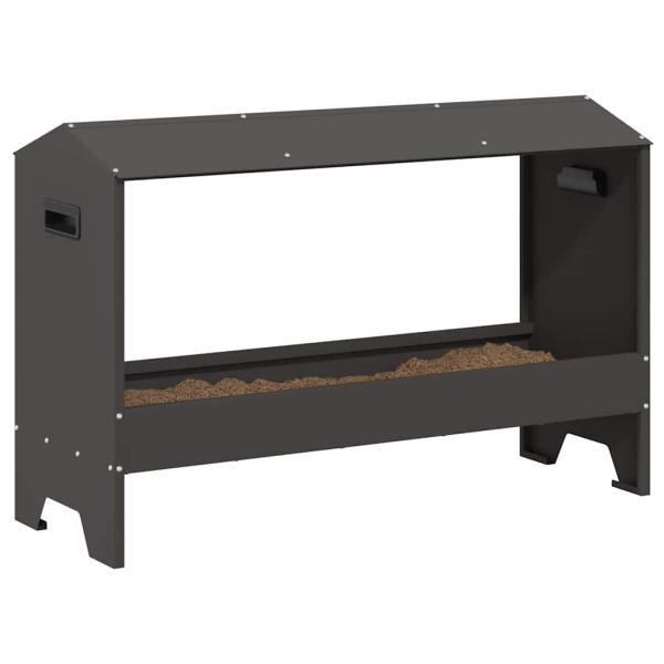 Hühnerfütterungsrinne Schwarz 81 x 32 x 53,5 cm