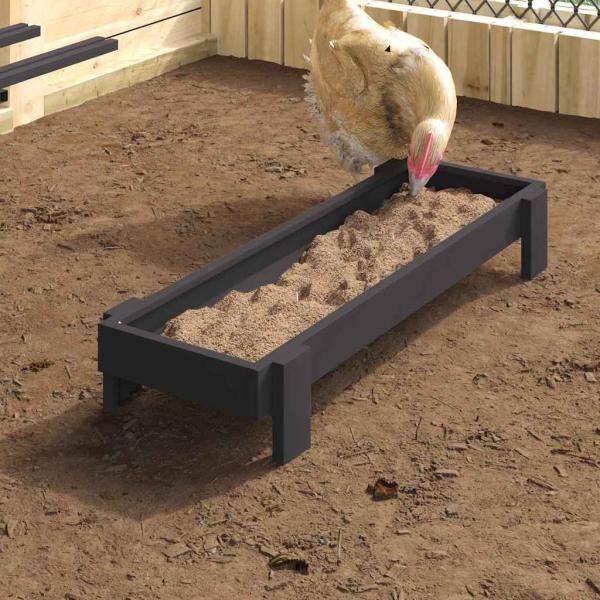 ARDEBO.de - Hühnerfütterungsrinne Schwarz 80 x 28 x 13,5 cm