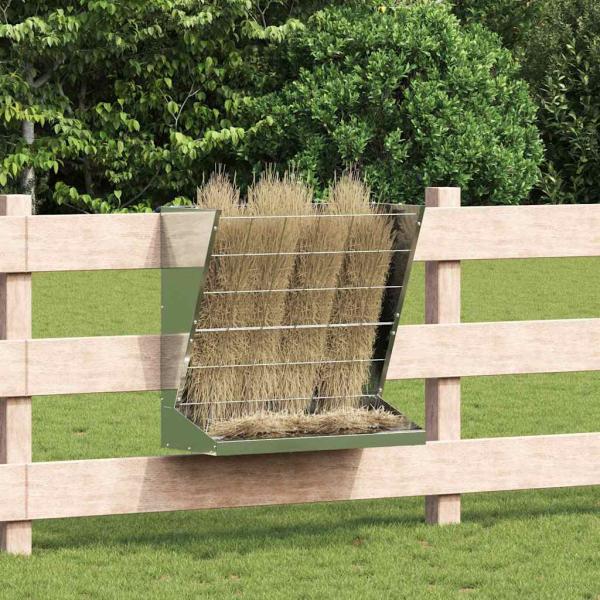ARDEBO.de - Heu Futterspender Silber 71 x 33 x 70 cm 5 kg Verzinkter Stahl