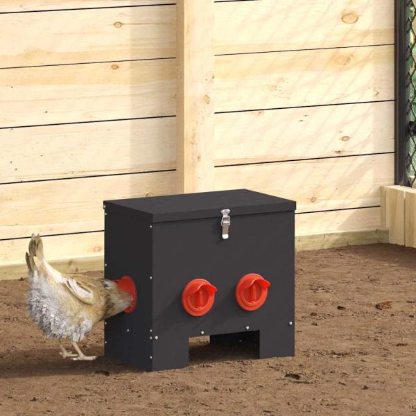 ARDEBO.de - Hühnerfütterer Schwarz 40,5 x 25 x 38 cm 20 kg