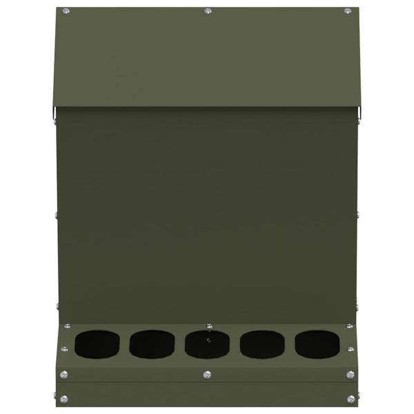 Hühnerfütterer Olive Grün 30 x 30 x 39 cm Kaltgewalzter Stahl
