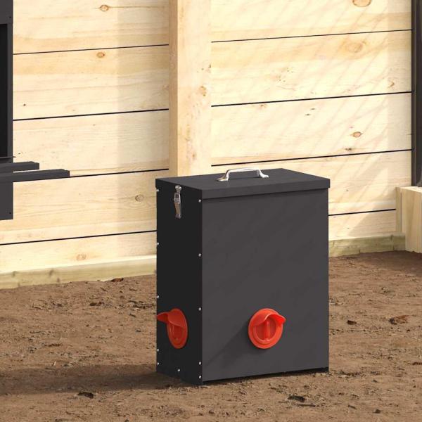 ARDEBO.de - Hühnerfütterer Schwarz 32,5 x 20,5 x 43 cm 25 kg