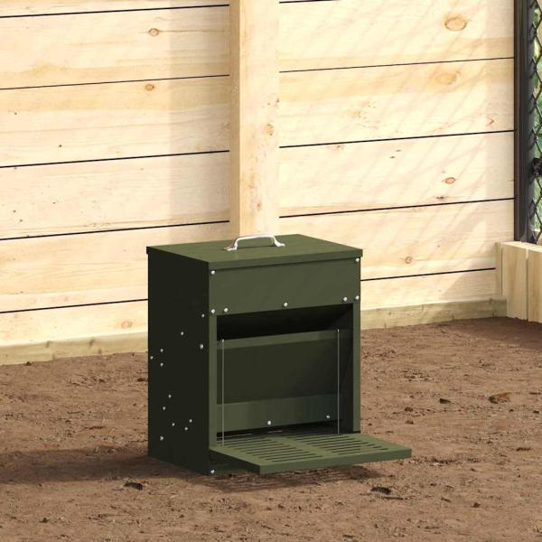 ARDEBO.de - Hühnertretfeeder Olivgrün 33 x 42 x 40 cm 10 kg