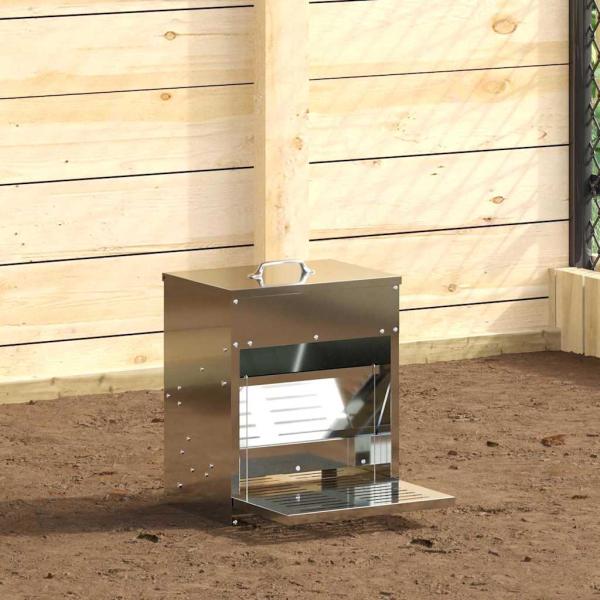 ARDEBO.de - Hühnertretfeeder Silber 33 x 42 x 40 cm 10 kg Verzinkter Stahl