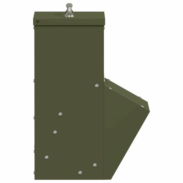 Hühnerfütterer Olive Grün 20 x 25 x 35 cm Kaltgewalzter Stahl