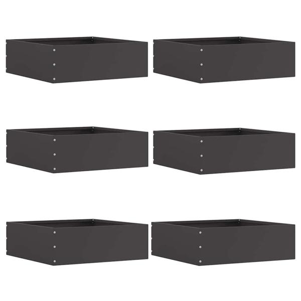 ARDEBO.de - Rasenkante 6 stk. 40 x 40 x 13 cm Stahl Schwarz