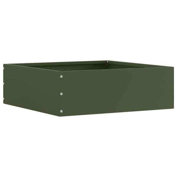 Raseneinfassung 6 Stk. 40 x 40 x 13 cm Stahl Olive Grün