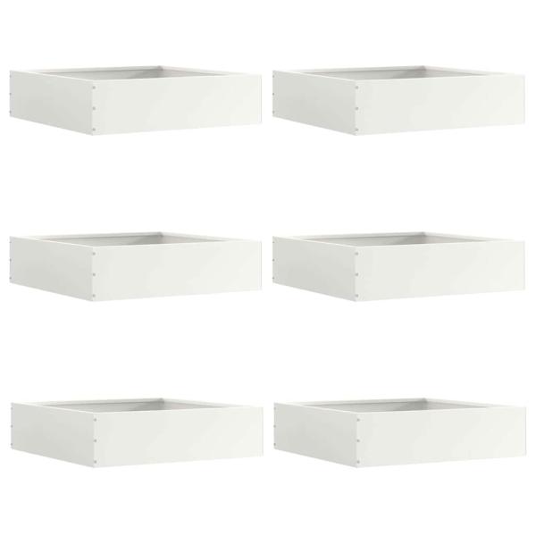 ARDEBO.de - Rasenkante 6 stk. 50 x 50 x 13 cm Stahl Weiß