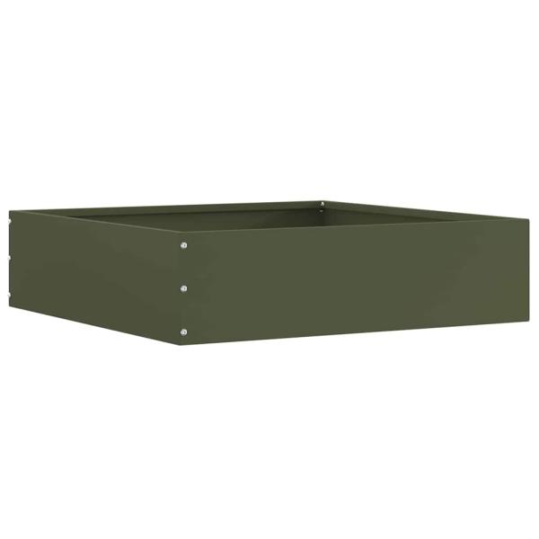 ARDEBO.de - Raseneinfassung Olive Grün 50 x 50 x 13 cm Stahl