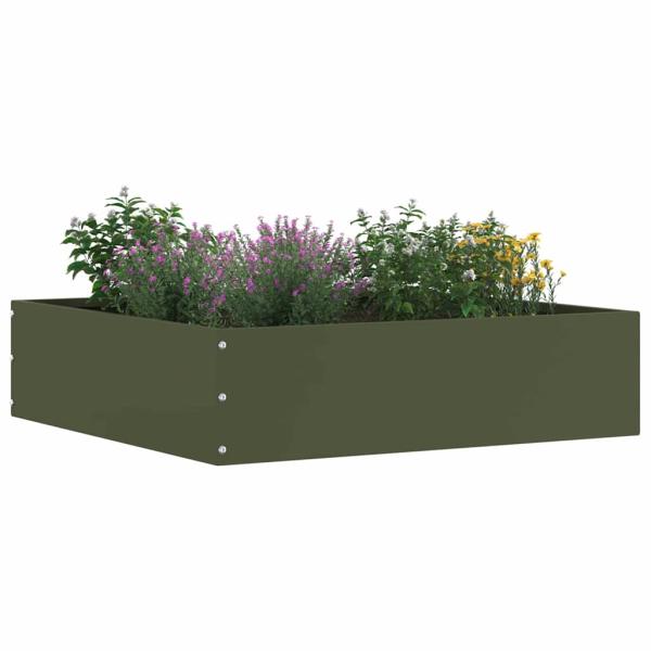 Raseneinfassung Olive Grün 50 x 50 x 13 cm Stahl