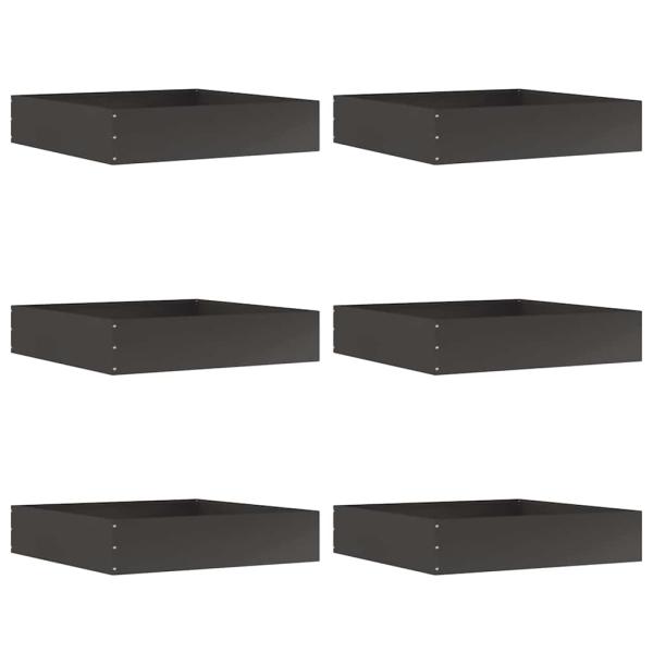 Rasenkante 6 stk. 60 x 60 x 13 cm Stahl Schwarz