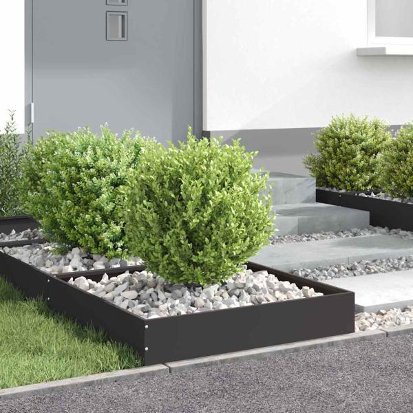 Rasenkante 6 stk. 60 x 60 x 13 cm Stahl Schwarz