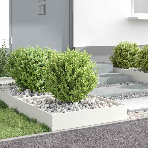 Raseneinfassung Weiß 60 x 60 x 13 cm Stahl