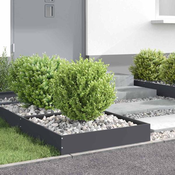 Rasenkante 60 x 60 x 13 cm Stahl Anthrazit