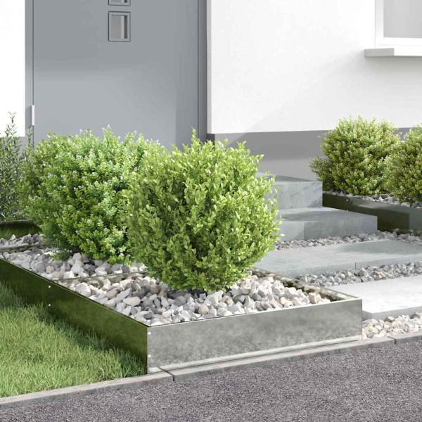 Rasenkante 60 x 60 x 13 cm Verzinkter Stahl Silber