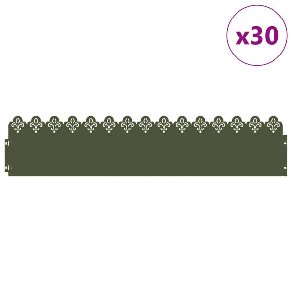Rasenkanten 30 Stk. 103 x 0,05 x 22 cm Stahl Olive Grün