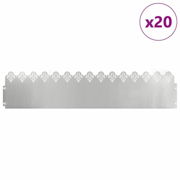 Rasenkanten 20 stk. 103 x 0,05 x 22 cm Verzinkter Stahl Silber