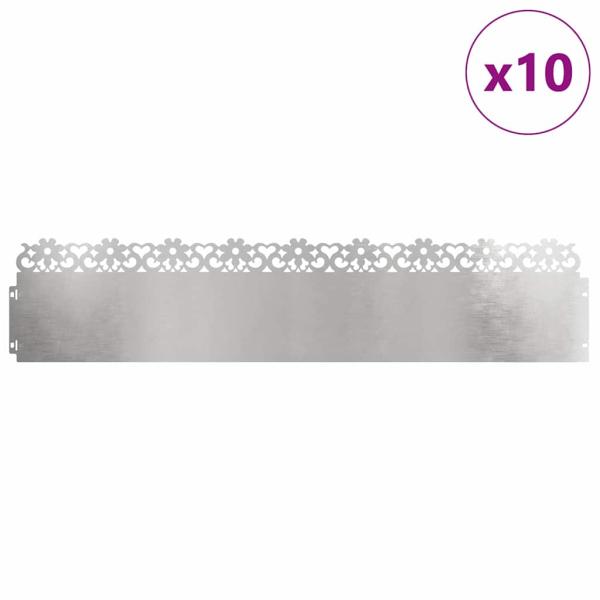 Rasenkanten 10 stk. 103 x 0,05 x 22 cm Edelstahl Silber
