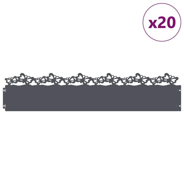 Rasenkanten 20 stk. 103 x 0,05 x 22 cm Stahl Anthrazit