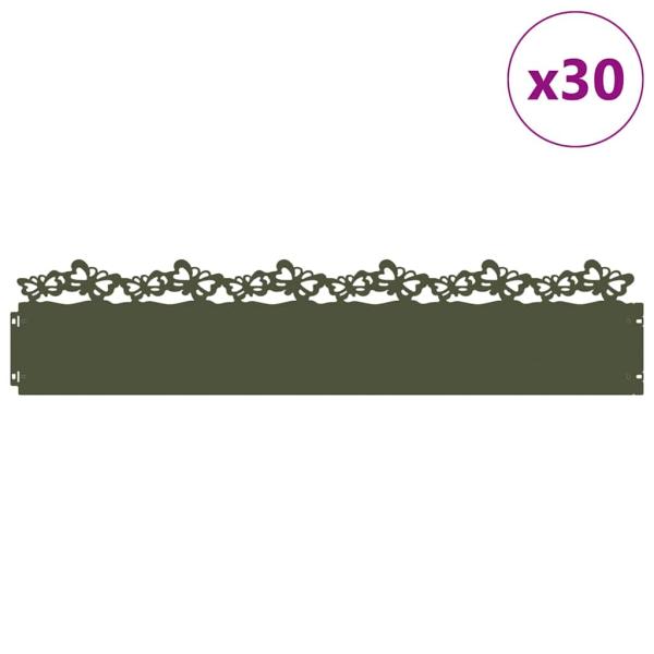 Rasenkanten 30 Stk. 103 x 0,05 x 22 cm Stahl Olive Grün