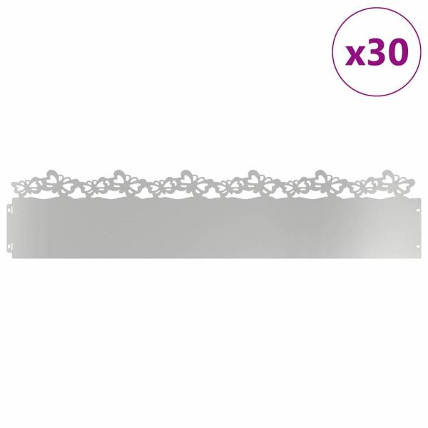 Rasenkanten 30 stk. 103 x 0,05 x 22 cm Verzinkter Stahl Silber