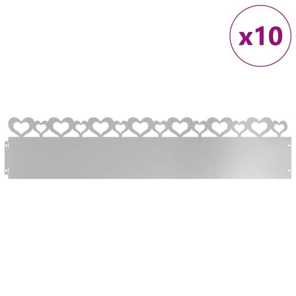 Rasenkanten 10 stk. 103 x 0,05 x 22 cm Verzinkter Stahl Silber