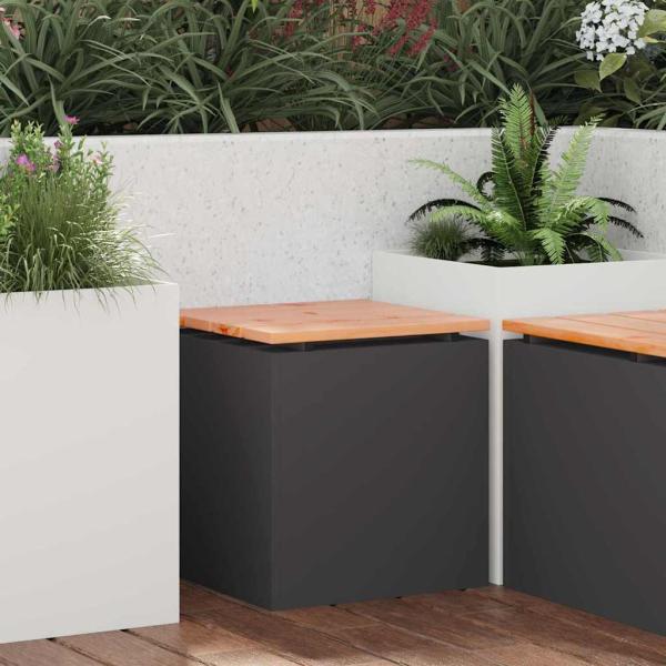 ARDEBO.de - Gartenbank Schwarz 40 x 40 x 43 cm
