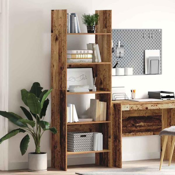 ARDEBO.de - Bücherregal 5 Ebenen 60 x 35 x 180 cm Holzwerkstoff Altholz