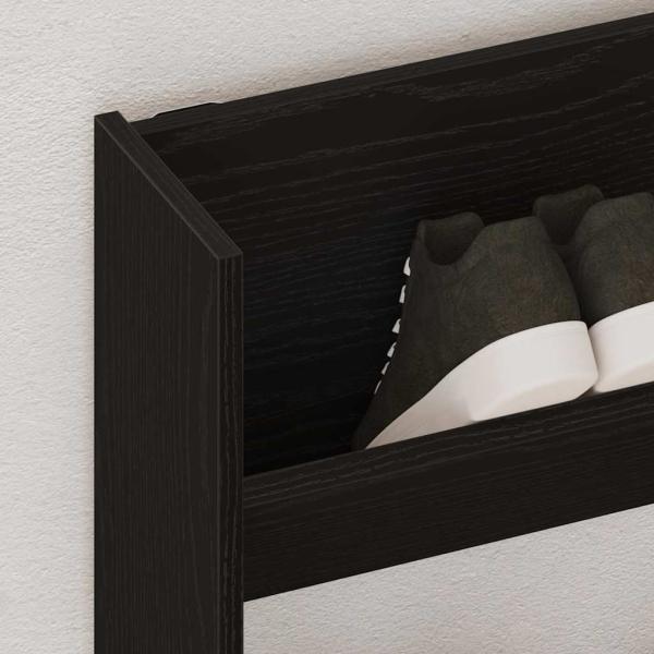 Schuhschrank 82 x 18 x 60 cm Holzwerkstoff Schwarz Eichen-Optik