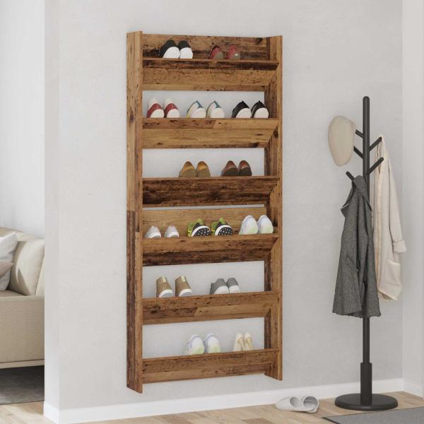 ARDEBO.de - Schuhschrank 2 stk. 84 x 18 x 90 cm Holzwerkstoff Altholz