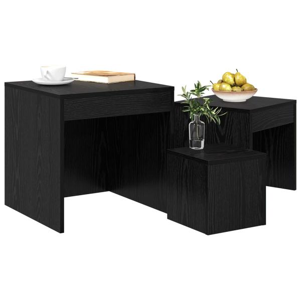 Couchtisch 3 stk. Schwarz Eichen-Optik 45 x 45 x 45 cm