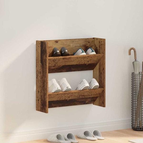 ARDEBO.de - Schuhschrank 60 x 18 x 60 cm Holzwerkstoff Altholz