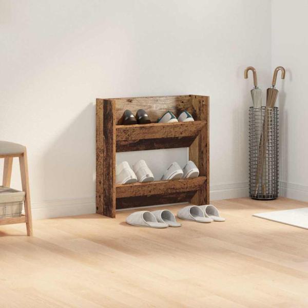 Schuhschrank 60 x 18 x 60 cm Holzwerkstoff Altholz