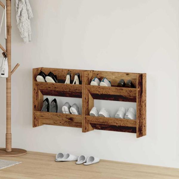 ARDEBO.de - Schuhschrank 2 stk. 60 x 18 x 60 cm Holzwerkstoff Altholz