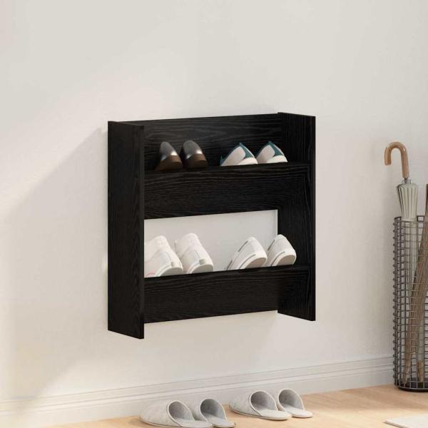 ARDEBO.de - Schuhschrank 60 x 18 x 60 cm Holzwerkstoff Schwarz Eichen-Optik