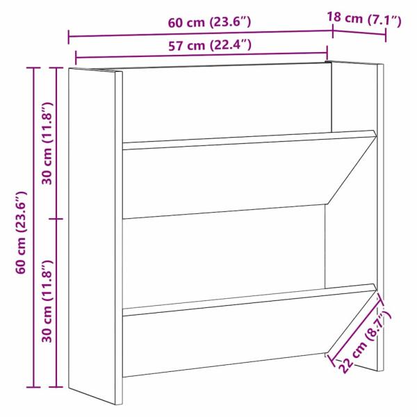Schuhschrank 60 x 18 x 60 cm Holzwerkstoff Schwarz Eichen-Optik