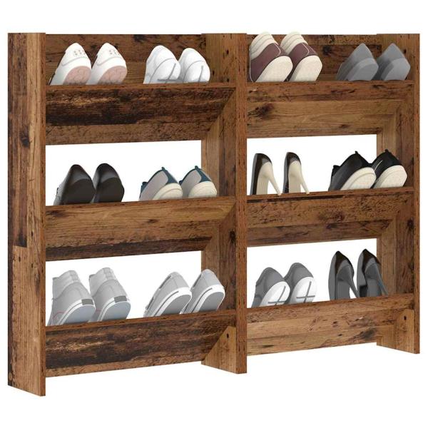 Schuhschrank 2 stk. 60 x 18 x 90 cm Holzwerkstoff Altholz