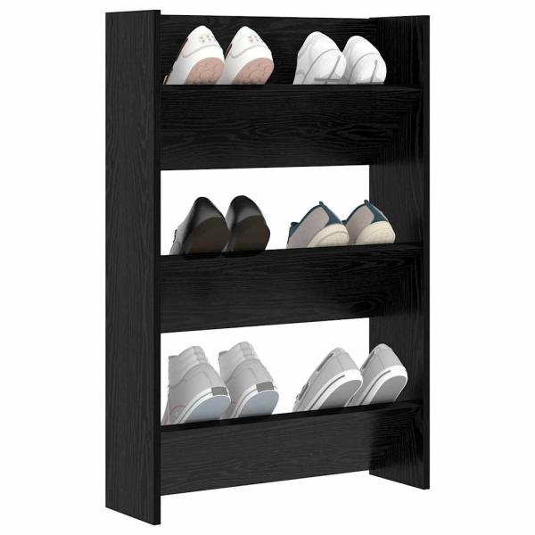 Schuhschrank 60 x 18 x 90 cm Holzwerkstoff Schwarz Eichen-Optik