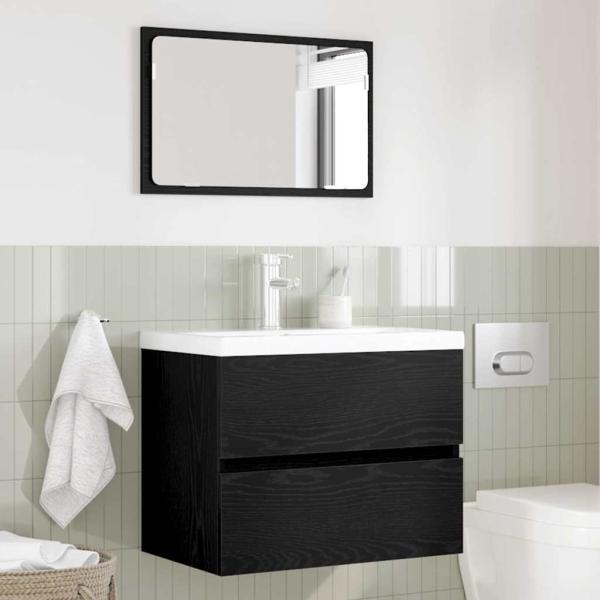 Badezimmermöbel-Set 2 stk. Schwarz Eichen-Optik 57 x 37 x 45 cm