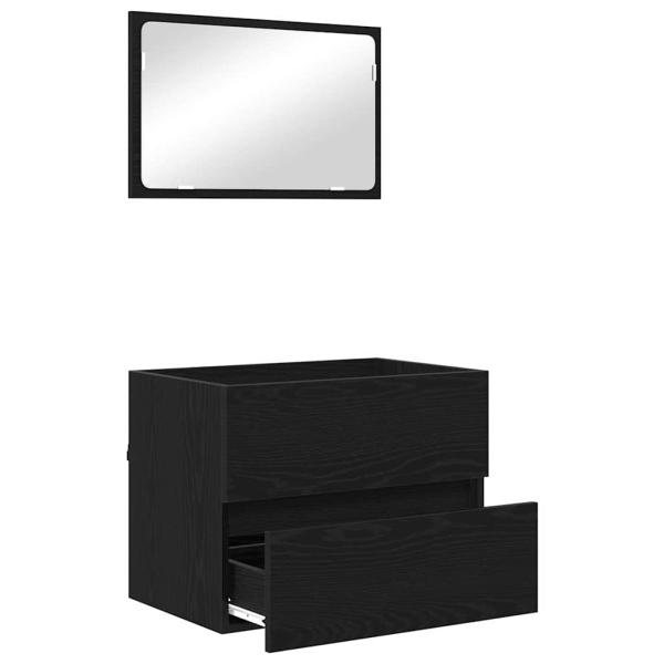 Badezimmermöbel-Set 2 stk. Schwarz Eichen-Optik 57 x 37 x 45 cm