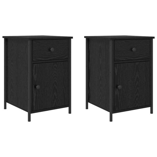 Nachttisch 2 stk. Schwarz Eichen-Optik 40 x 42 x 60 cm