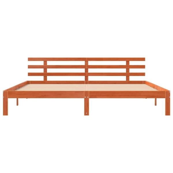 Bettrahmen Wachsbraun 203,5 x 205,5 x 69,5 cm Massivholz Kiefer