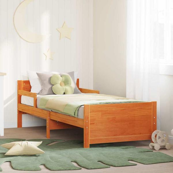 ARDEBO.de - Bettrahmen mit Kopfteil Wachsbraun 80 x 200 cm Holzwerkstoff