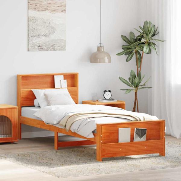 ARDEBO.de - Bettrahmen Wachsbraun 100 x 200 cm Massives Kiefernholz