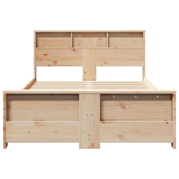 Bettrahmen mit Regal Braun 135 x 190 cm Massives Kiefernholz