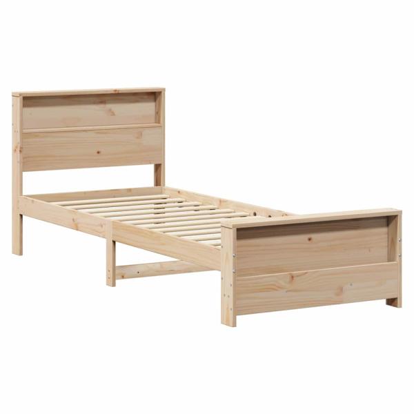 Bettrahmen mit Regal Braun 75 x 190 cm Massives Kiefernholz