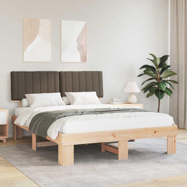ARDEBO.de - Bettgestell mit gepolstertem Kopfteil Taupe 160 x 200 cm