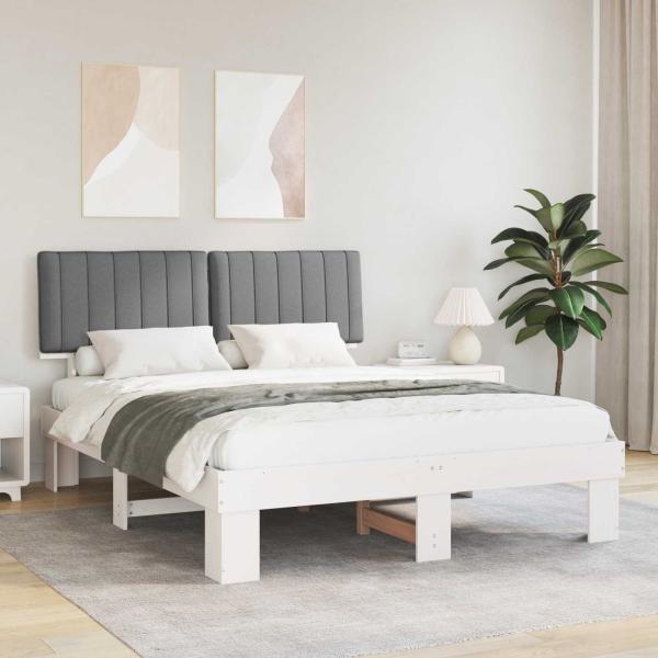 ARDEBO.de - Bettgestell mit gepolstertem Kopfteil Hellgrau 160 x 200 cm