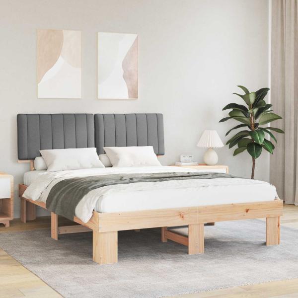 ARDEBO.de - Bettgestell mit gepolstertem Kopfteil Hellgrau 150 x 200 cm